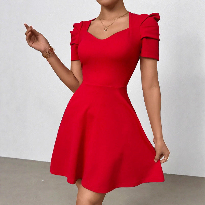 Women's Boat Neck High-Waist Mini Dress – Zipper Patchwork FitiqueFit