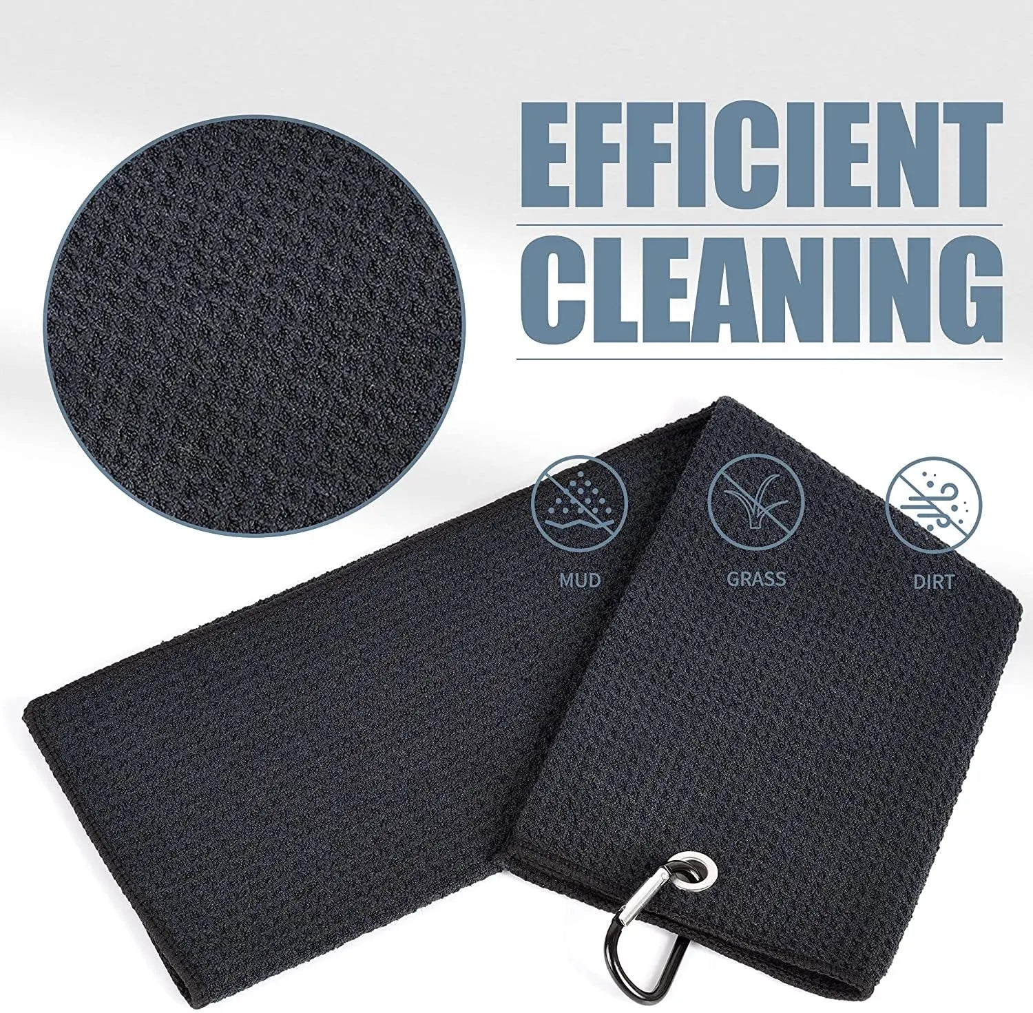 Golf Towels - Microfiber Waffle Pattern Tri-Fold, Brush Tool Kit with Club Groove Cleaner with Retractable Cord and Clip, for Men Women, Golf Gift