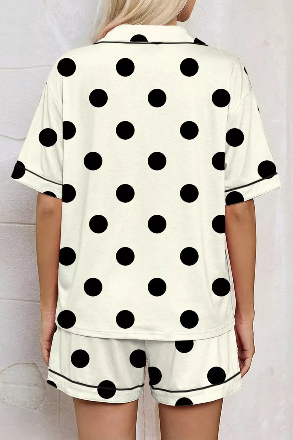 Polka Dot Button Up Top and Shorts Lounge Set New Era Fashion LLc