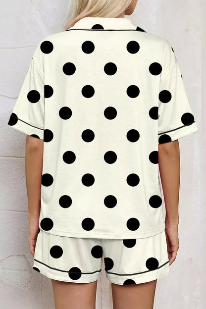 Polka Dot Button Up Top and Shorts Lounge Set New Era Fashion LLc
