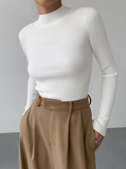 Women’s Tight Fit Crew Neck Knitted Top – Slim Sweater FitiqueFit