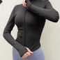 [Activewear Zipper Jacket] Women's Activewear Full Zipper Jacket - Solid Color Turtle Neck Long Sleeve With Thumb Hole For Fitness & Sports NovaCart
