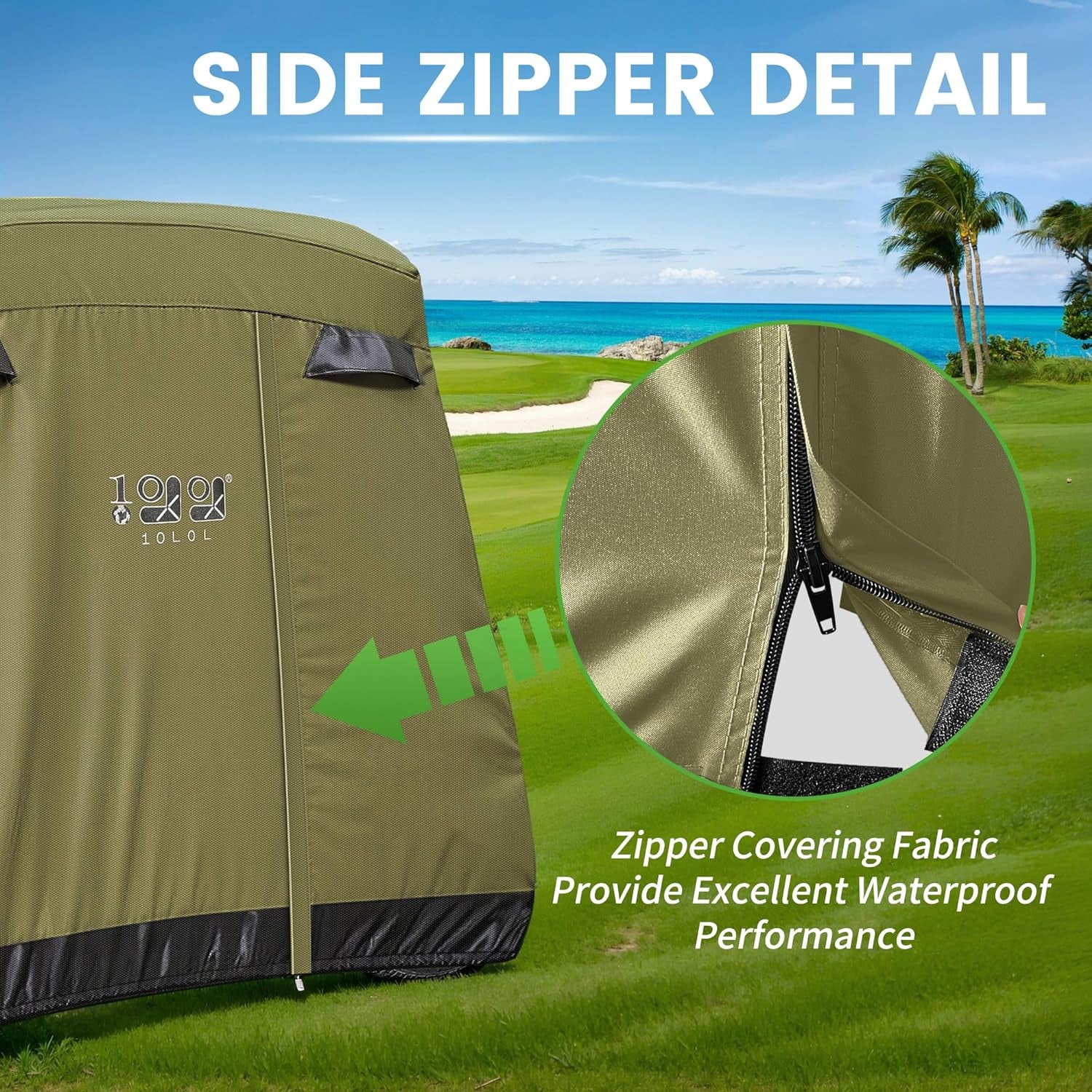 Golf Cart Cover 2/4/4+2 Passenger for Yamaha EZGO Club Car, Heavy Duty 420D Waterproof Windproof Durable Oxford Golf Cart Cover with 3 Zipper Doors for All-Weather Protection (Black/Silver)