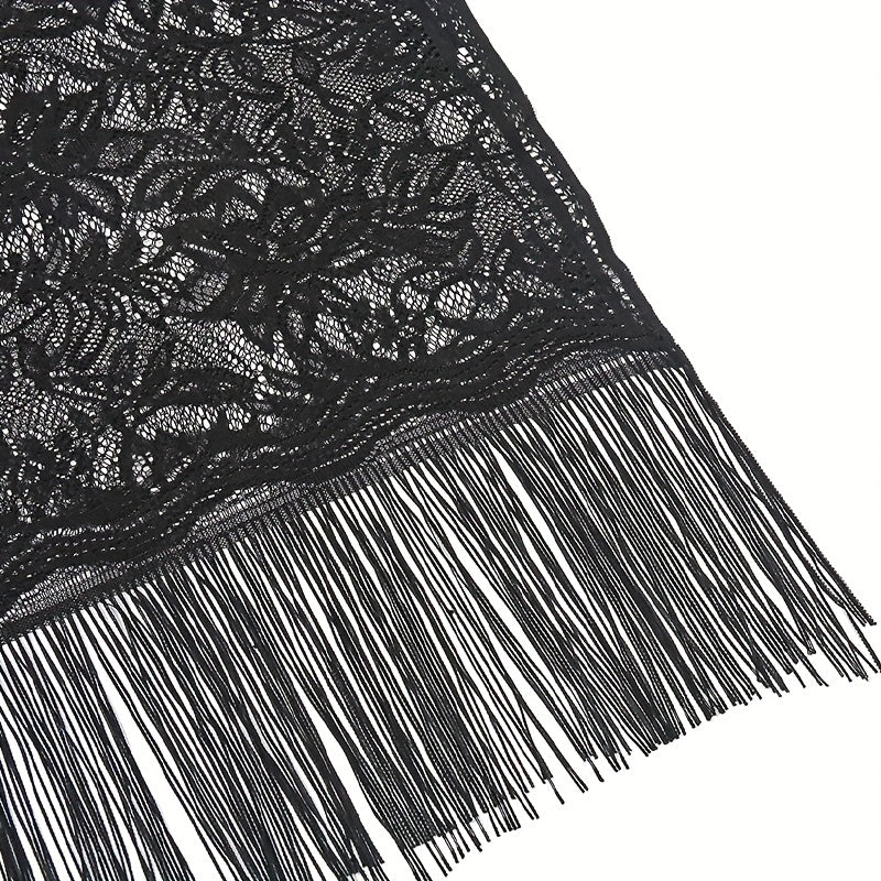 Women's Casual Shawl Wrap - Solid Color, Lightweight Polyester Knit - Going Out Essentials | Fringe Trim | Floral Lace Details NovaCart