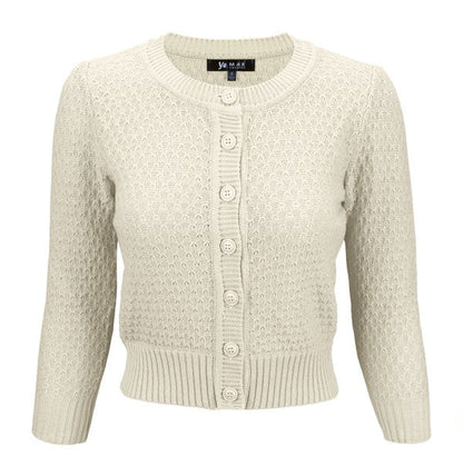 Cute Pattern Cropped Cardigan Sweater  3/4 Sleeve Shop Style & More | Fresh Looks, Everyday Deals & Free Shipping