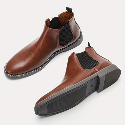 Men'S Chelsea Ankle Boots - Size 40-46, Brown Faux Cover with Black Elastic Band, Pointed Toe, TPR Sole, Ideal for Casual Wear and Vacation NovaCart