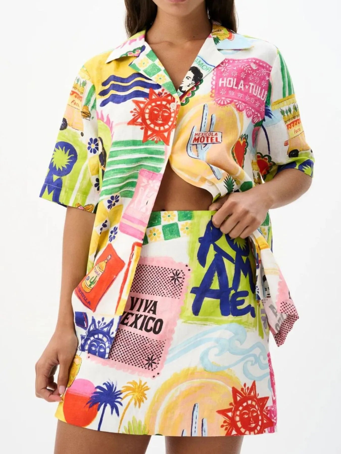 Printed Button Up Shirt and Skirt Set See size chart under “more details” The Fashion Celestial