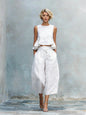 Women’s Linen-Blend Sleeveless Two Piece Set with Ruffled Detailing FitiqueFit