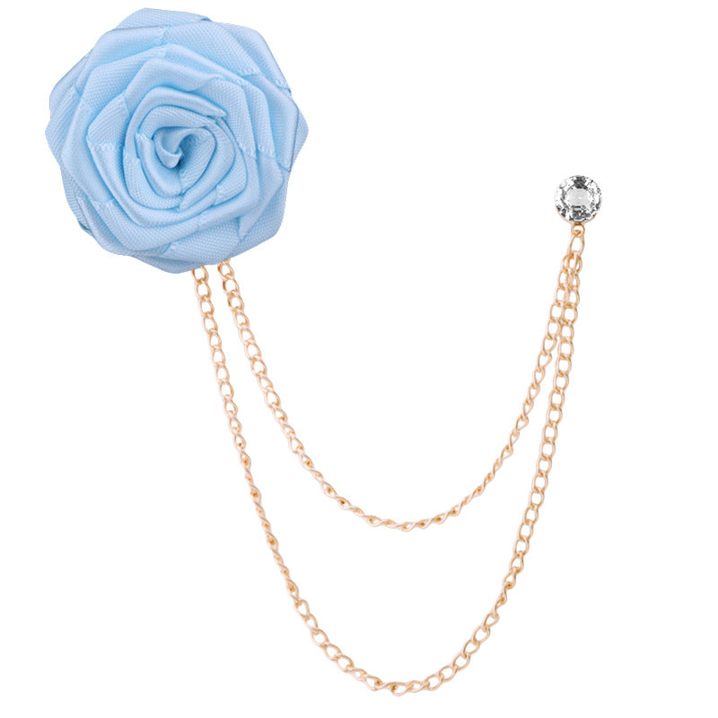 Men's Wedding Ceremony Groom Handmade Rose Chain Brooch NovaCart
