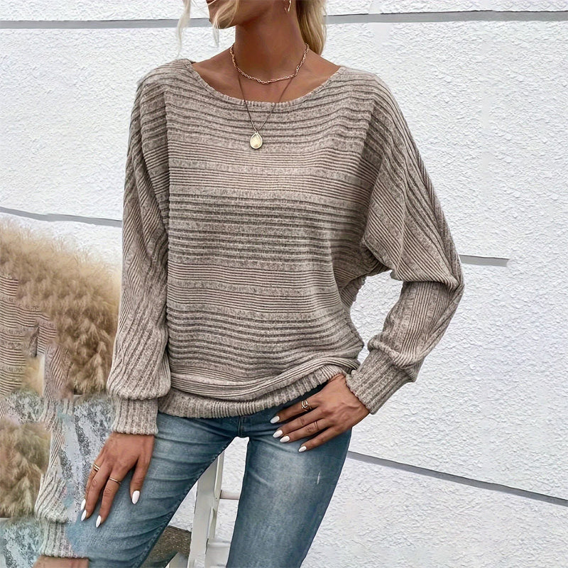 Women’s Textured Round-Neck Long-Sleeve Pullover FitiqueFit