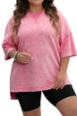 Light Grey Mineral Wash Drop Sleeve Patchwork Plus Size Tee Garden Naked Curves