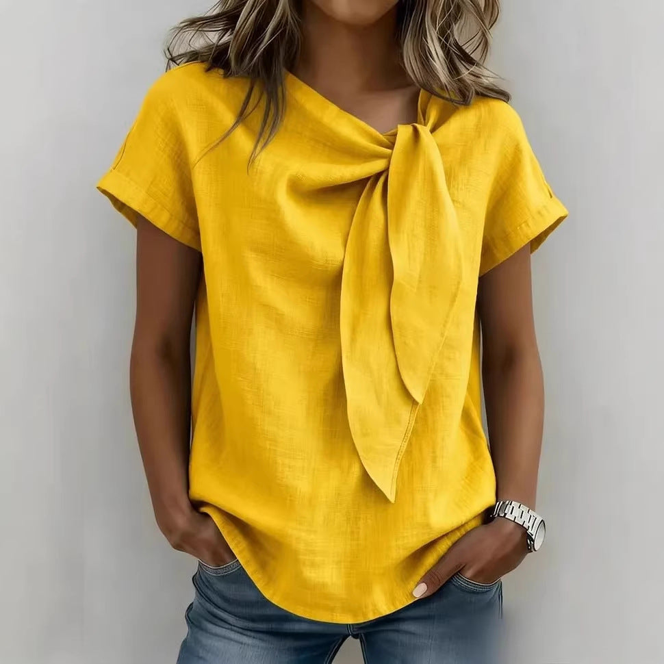 Women's Loose-Fit Short Sleeve Casual Pullover T-Shirt FitiqueFit