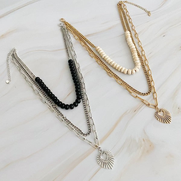 Resin Bead Golden Heart Layered Necklace Shop Style & More | Fresh Looks, Everyday Deals & Free Shipping