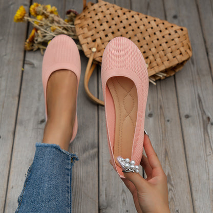 Round Toe Flats Shoes Casual Comfortable Soft Slip On Knit Mesh Shoes For Women See size chart under “more details” The Fashion Celestial