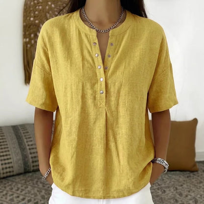 Women's Solid Color Loose-Fit Short-Sleeve Pullover Top FitiqueFit