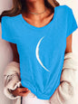 Wide Collar Printed T-Shirt – Casual Short Sleeve Top for Women FitiqueFit
