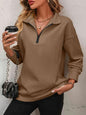 Women's Zipper Turtleneck Pullover Sweatshirt – Loose Long Sleeve FitiqueFit