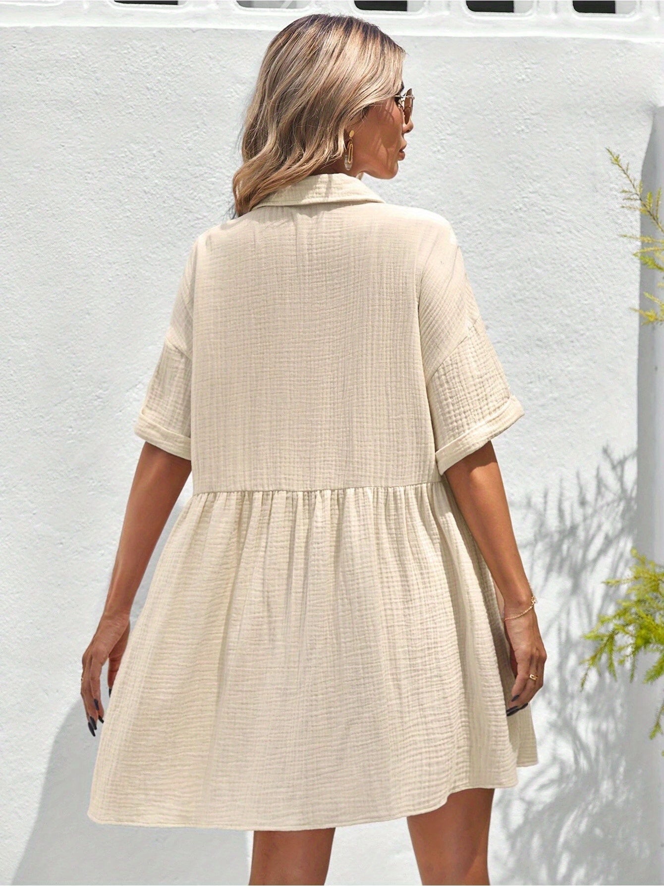 Women’s Ruffle Hem Shirt Dress – Loose Fit Summer Holiday Style FitiqueFit