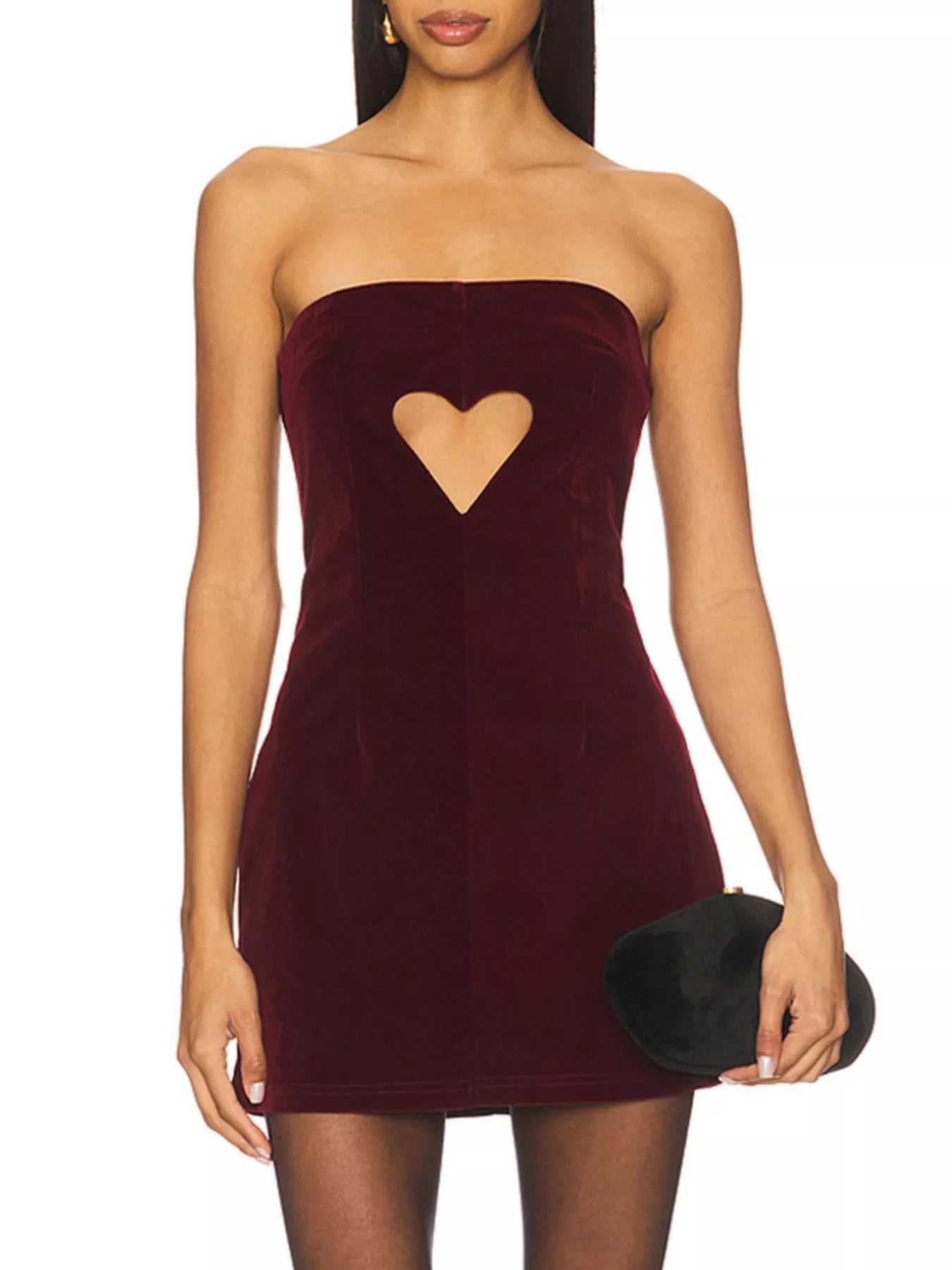 Heart Cutout Velvet Mini Dress New Era Fashion LLc
