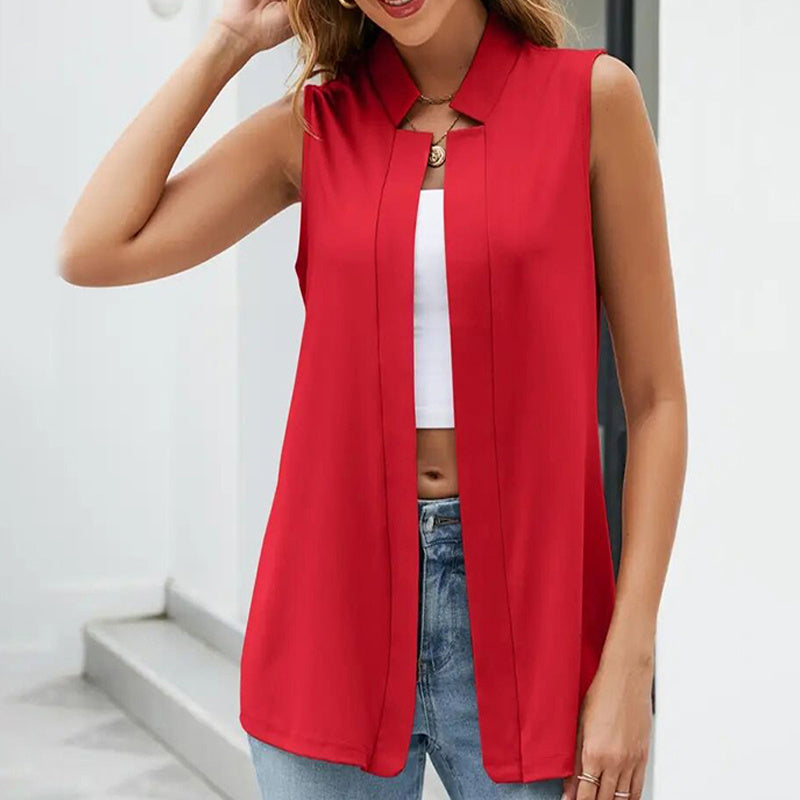 Women’s Sleeveless Stand-Collar Vest Cardigan FitiqueFit