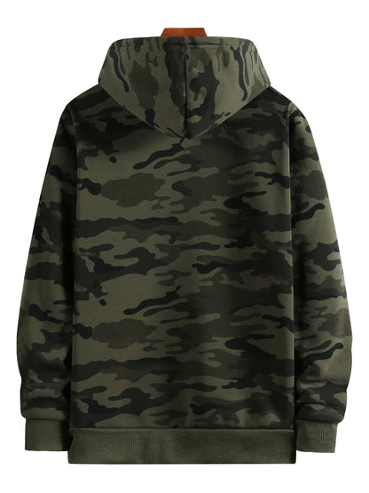 Men's Camouflage Loose Pullover Hooded Fleece Sweatshirt for Autumn And Winter, Hooded, Fleece NovaCart