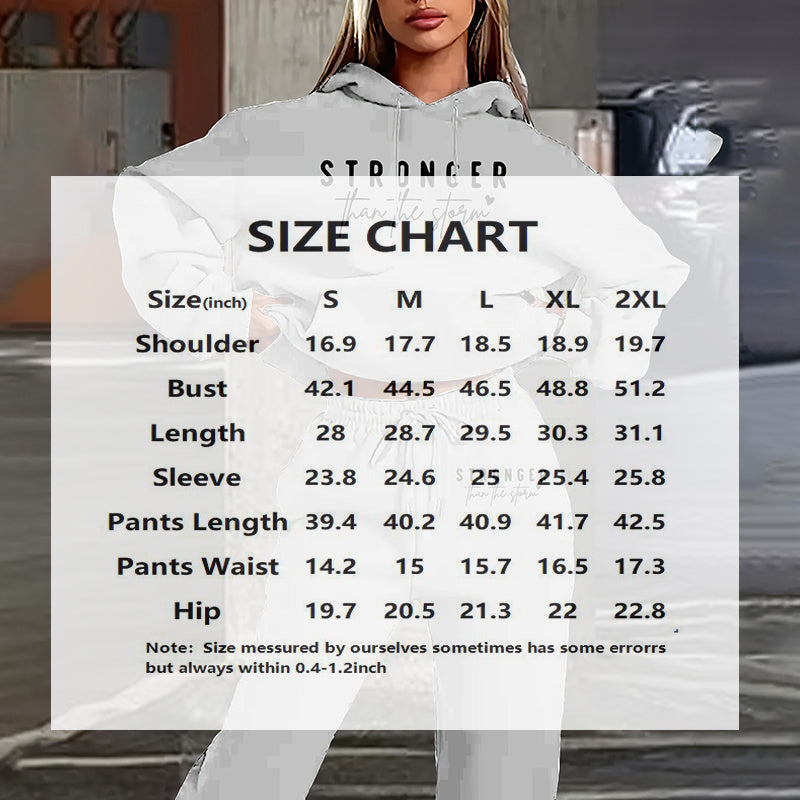 Women's Solid 2-Piece Set Letter Print Hoodie With Pocket FitiqueFit