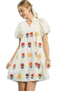 Umgee Floral Embroidered Puff Sleeve Mini Dress West2East Surf
