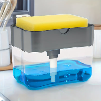 Modern Space-Themed • 1pc ABS Plastic Dish Soap Dispenser • Sponge Holder • Lightweight Square Kitchen Sink Accessory • Hand Wash Only • Solid Color Design NovaCart