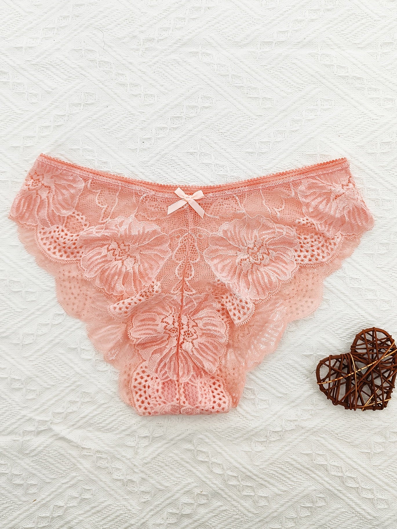 6pcs Jacquard Lace Bow Hipster Bikini Panties, Comfortable & Breathable Low Waist Briefs, Women's Lingerie & Underwear NovaCart
