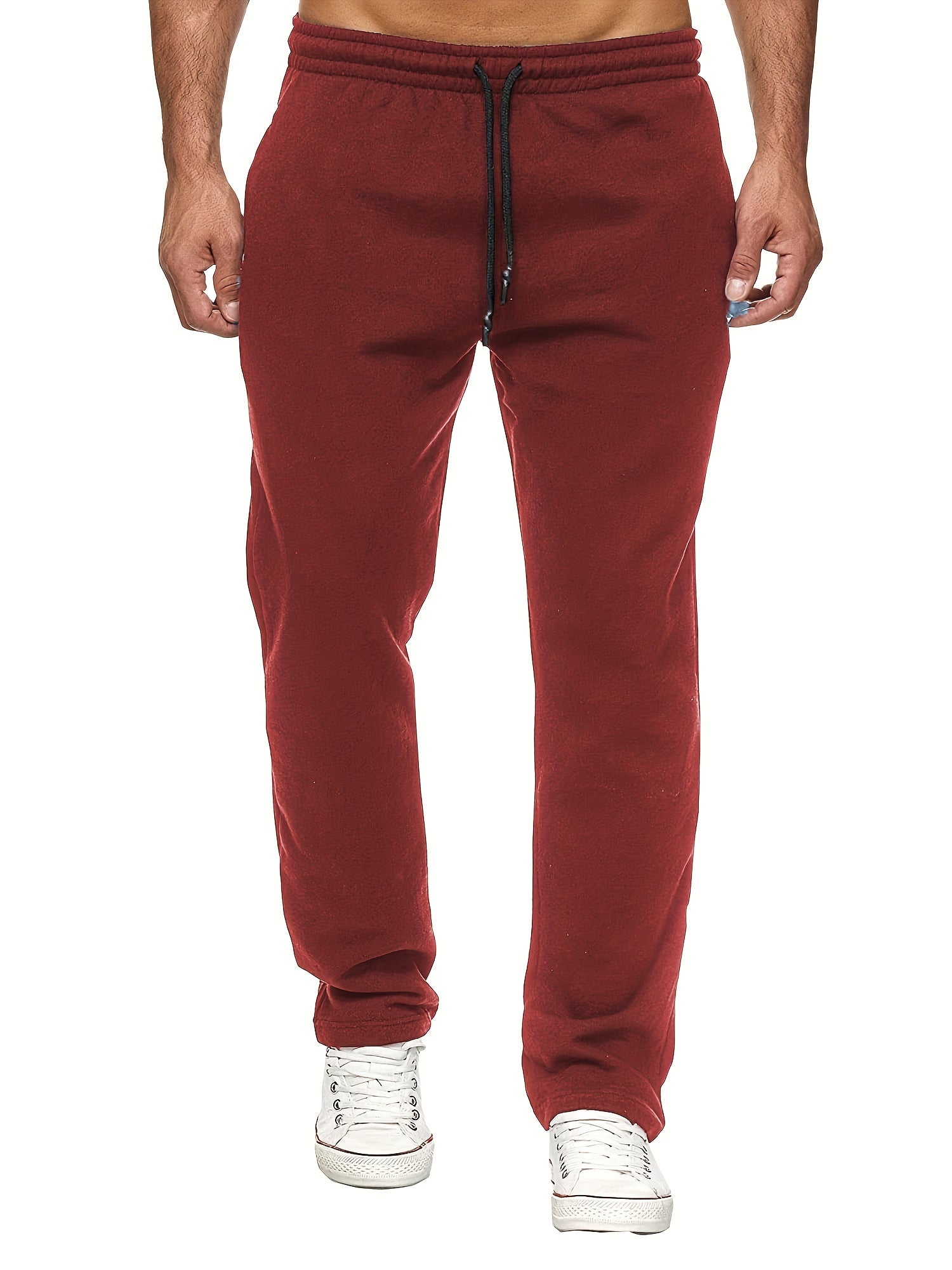 Men'S Fashion Casual Solid Color Fleece-Lined Joggers NovaCart