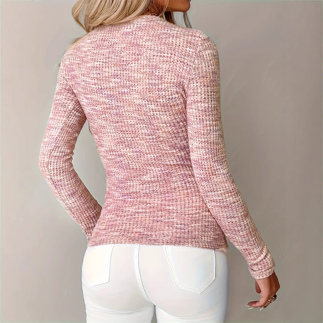 Women's Knitted Slim-Fit Long Sleeve Pullover with Zipper FitiqueFit