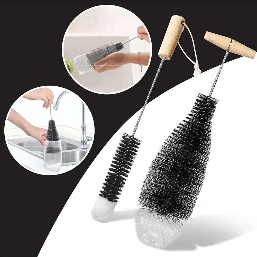 Soda Stream Bottle Brush with Beechwood Handle Glassware Jars Cleaner Kitchen Cleaning Tool Drink Bottle Cup Cleaning Brush