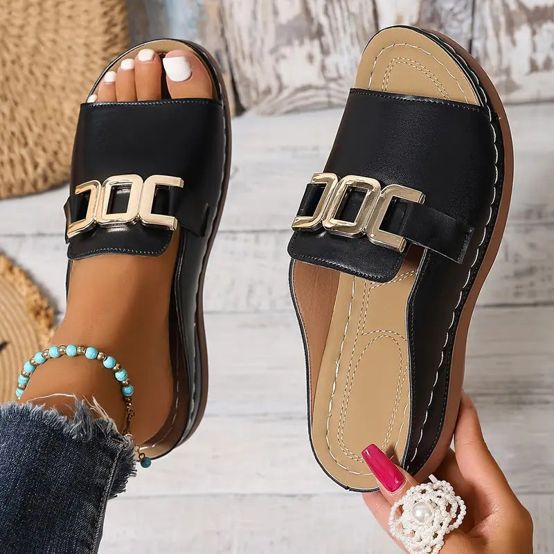 Chain Wedge Platform Peep-Toe Sandals – 5 Colors EU 36–45 FitiqueFit