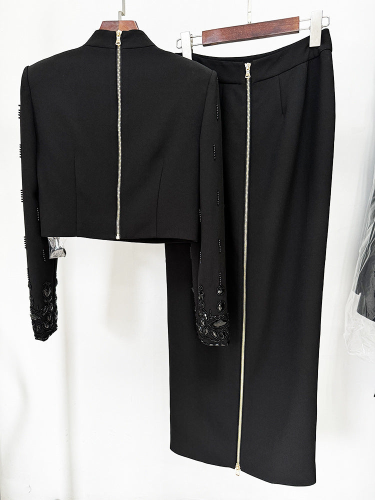 Fashion New Heavy Industry Beads Diamond Inlaid Short Top Long Skirt Suit See size chart under “more details” The Fashion Celestial