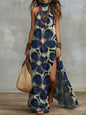 Women's Sleeveless Split Floral Print Maxi Dress FitiqueFit