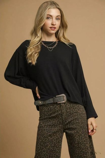 Umgee Brushed Fleeve Crewneck Top West2East Surf