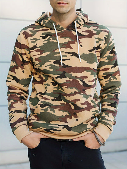 Men's Camouflage Loose Pullover Hooded Fleece Sweatshirt for Autumn And Winter, Hooded, Fleece NovaCart