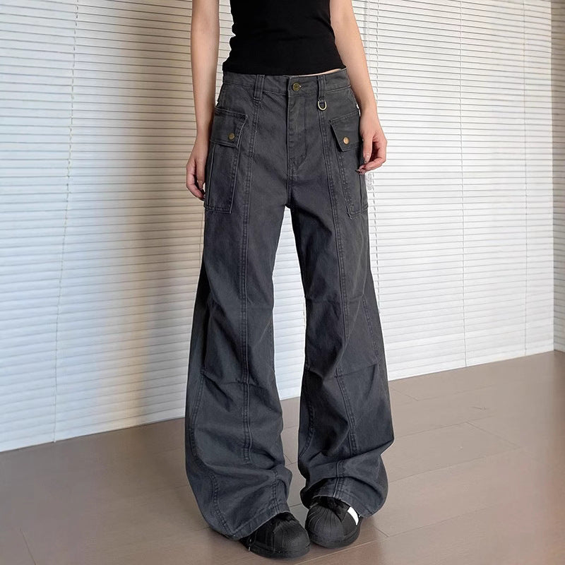 Women’s Straight Leg Slightly Flared Washed Casual Pants FitiqueFit