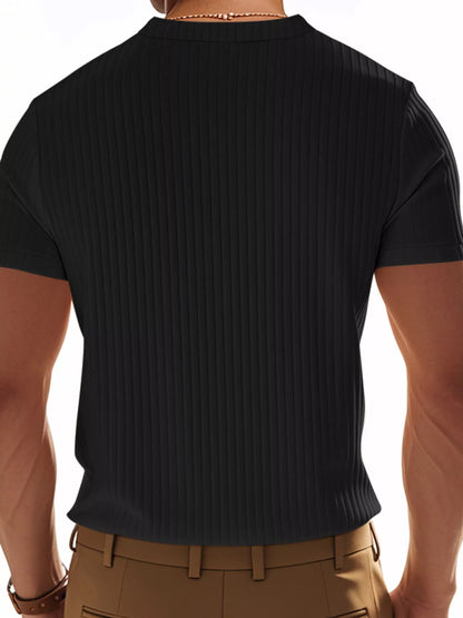 Men's Full Size Ribbed Button-Down Casual T-Shirt Plus Size New Era Fashion LLc