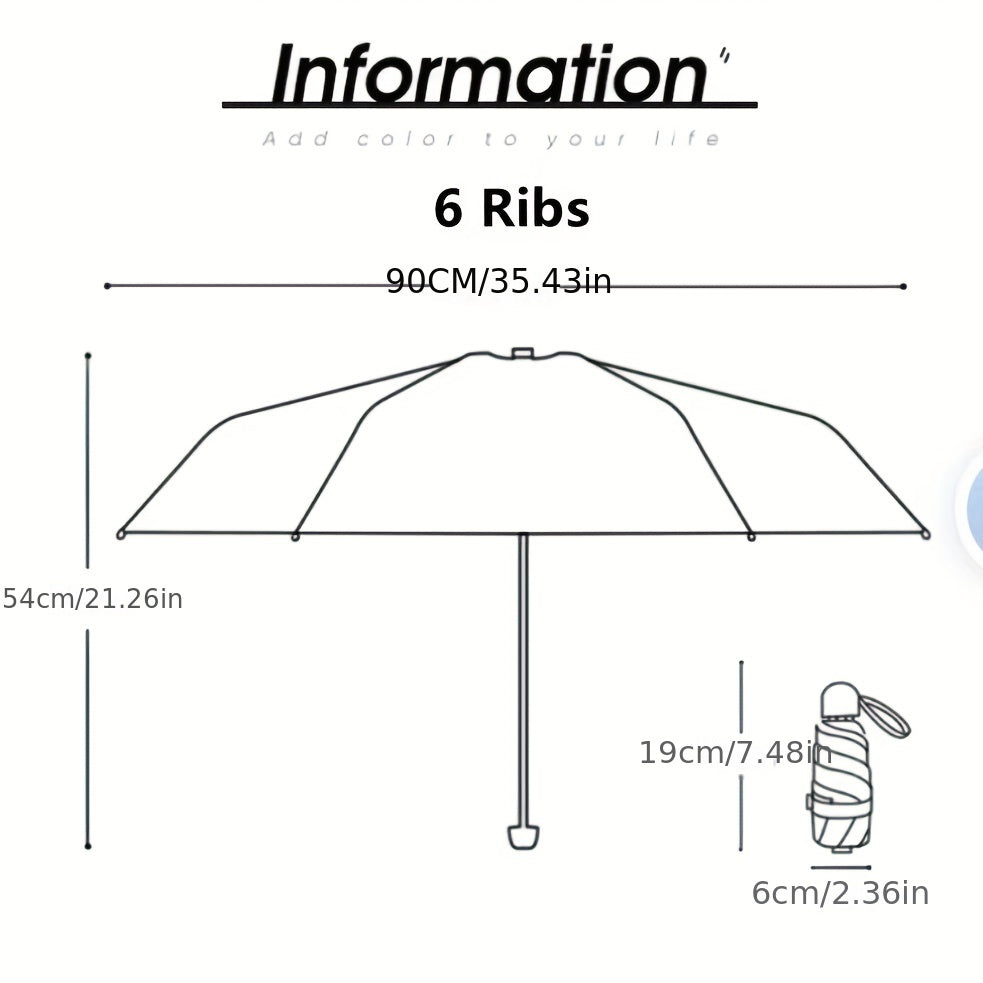 six-rib capsule umbrella, pocket umbrella NovaCart