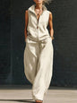 Women's Sleeveless Zippered Linen Two-Piece Set FitiqueFit