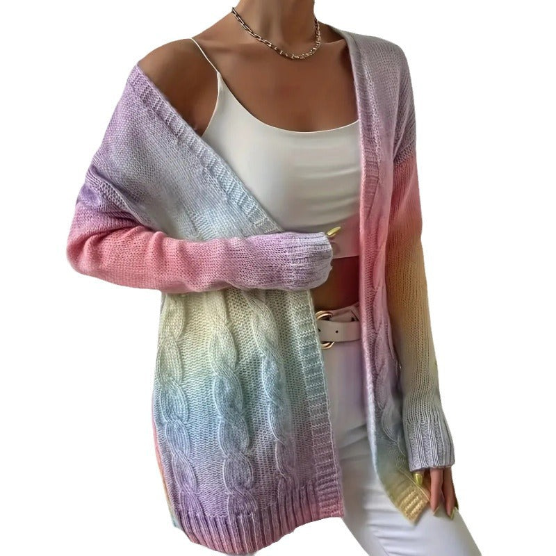 Plus Size Women's Knitted Gradient Trend Fashion Cardigan See size chart under “more details” The Fashion Celestial