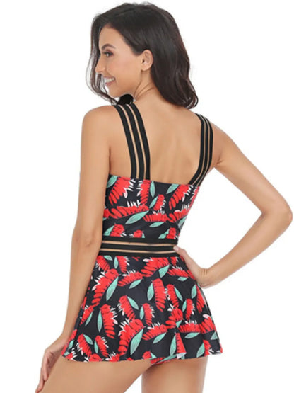 Ruched Printed Sweetheart Neck Two-Piece Swim Set New Era Fashion LLc