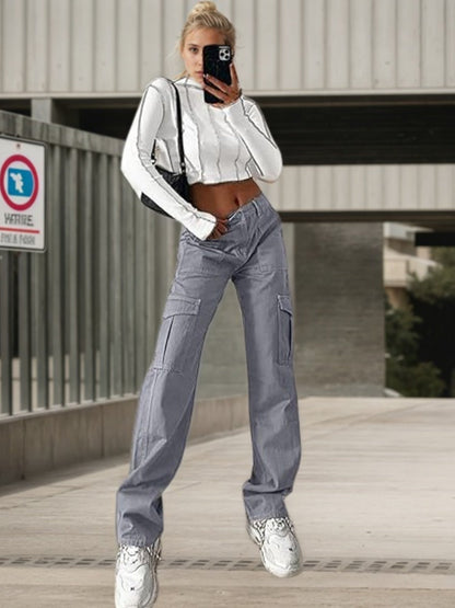 Women’s High Waisted Work Pants – Casual Wide Leg Cargo Trousers FitiqueFit