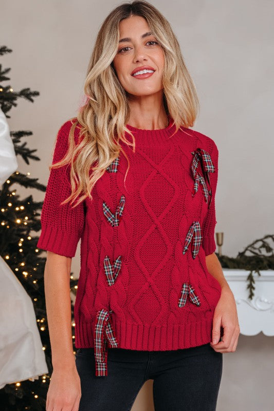Christmas Plaid Lace-Up Puff Sleeve Sweater Shop Style & More | Fresh Looks, Everyday Deals & Free Shipping