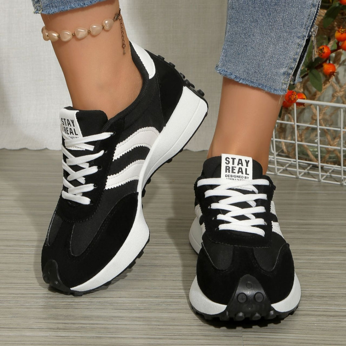 Round Toe Lace Up Sneakers New Era Fashion LLc