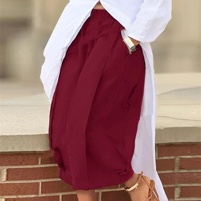 Women's Solid Color Cotton Wide Leg Cropped Pant FitiqueFit