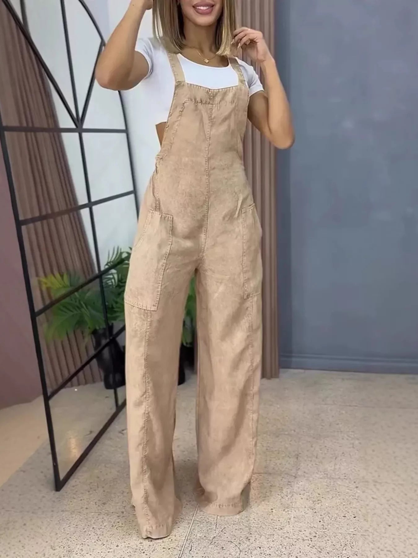 Full Size Vintage Wash Wide Leg Denim Overalls Plus Size New Era Fashion LLc