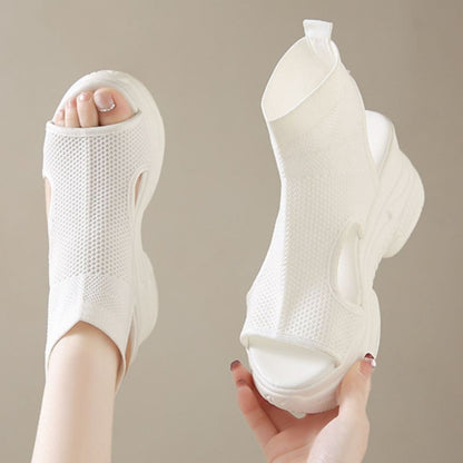 Cutout Mesh Wedge Sandals New Era Fashion LLc