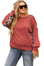 Redwood Burl Aztec Patchwork Drop Shoulder Plus Size High Low Sweatshirt Garden Naked Curves